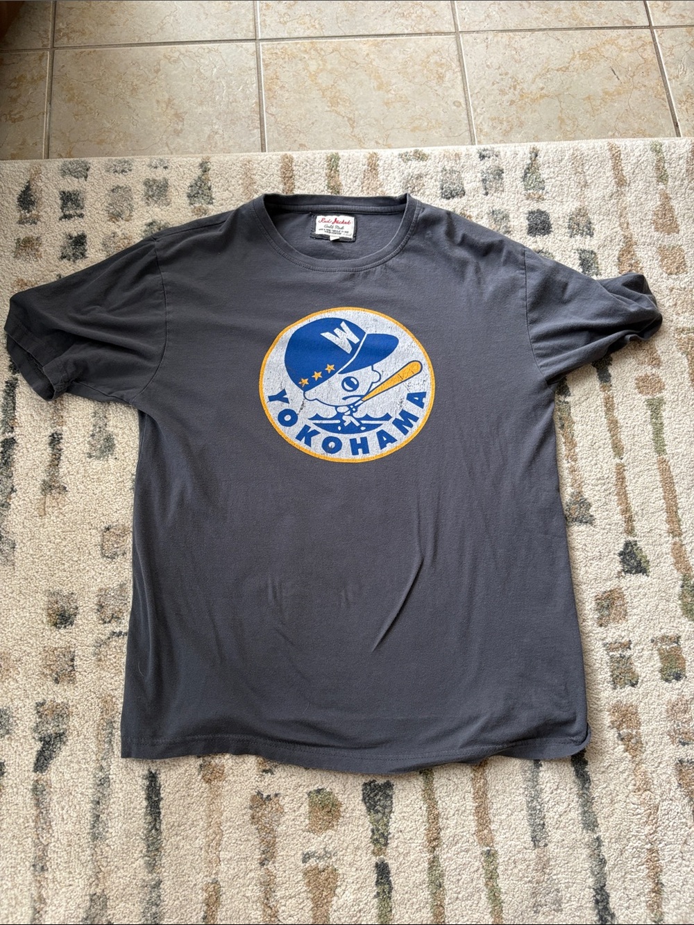 Yokohama Taiyo Whales baseball team Graphic Crewneck T-Shirt - Charcoal